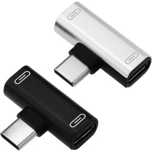 2-Stks-Dual-Type-C-Splitter-Adapter-USB-C-Opladen-Bellen-Afstandsbediening-Muziek-Huawei-Honor-Xiaomi-Zwart-Compatibel-ondersteund .