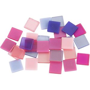 300x Mozaiek tegeltjes kunsthars paars/roze 10 x 10 mm - Mozaieken maken