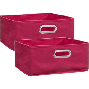 Set van 4x stuks opbergmand/kastmand 14 liter framboos roze linnen 31 x 31 x 15 cm - Opbergboxen - Vakkenkast manden