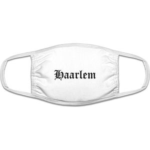 Haarlem mondkapje | gezichtsmasker | bescherming | bedrukt | logo | Wit mondmasker van katoen, uitwasbaar & herbruikbaar. Geschikt voor OV