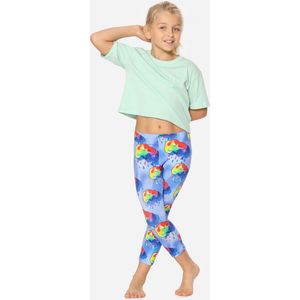 Merry Style Meisjes Leggings - Vrijetijdsbroek - Capri - Katoen - MS-MS10-405-LE - Blauw/Wolken - 110