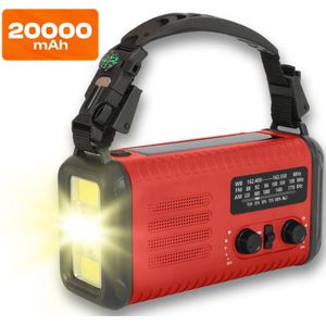 Noodradio Solar - 20.000 mAH Powerbank - 2025 Versie - Radio - Opwindbare Wereldontvanger - Betrouwbare Noodvoorziening