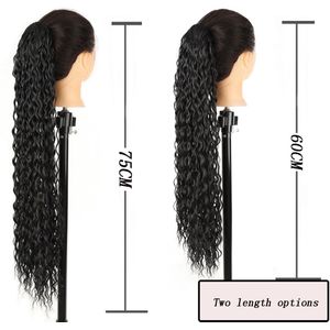 Pruik vrouwelijke paardenstaart, elastisch trekkoord schuim op rol, trekkoord synthetisch trekkoord gaas paardenstaart, natuurlijk zwart -60CM