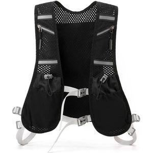 Hardloopvest - lichtgewicht hydratatierugzak - met reflecterende strips - opbergvakje voor mobiele telefoon - vest - hydratatie hardloopvest geschikt voor crosscountry, marathon, hardlopen, fietsen - zwart