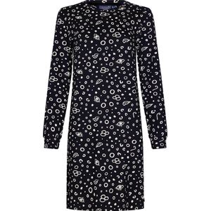 Rebelle - Nachthemd - Zwart - Katoen - Lange Mouwen - All-over Print