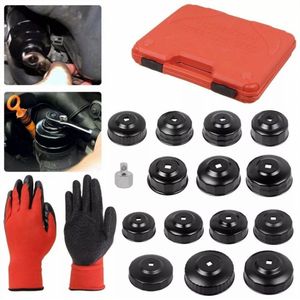 Delige Oliefilter - 14-delige zwarte ijzeren dop oliefiltersleutelset - Zwarte ijzeren dop oliefilter sleutel - auto kom filter sleutel set - Universele Oliefilterdoppen Oliefiltersleutel voor