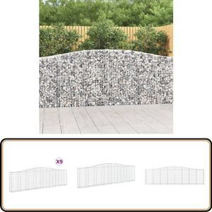vidaXL Schanskorven - Set van 9 - 400x30x100/120 cm Schanskorf - Tuinbarrière - Gabion - Metalen Hek - Sierhek
