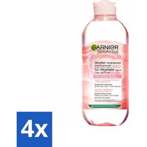 4 x Garnier - SkinActive - Micellair Reinigingswater - Rozenwater - Stralende Huid - 400 ml - Micellair Water - Reinigingswater - Rozenwater - Stralende Huid - Gevoelige Huid