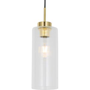 QAZQA laura - Art Deco Hanglamp - 1 lichts - Ø 12 cm - Goud - Woonkamer | Slaapkamer | Keuken