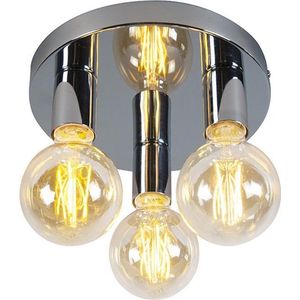 QAZQA facil - Design Plafondlamp - 3 lichts - Ø 250 mm - Chroom - Woonkamer | Slaapkamer | Keuken