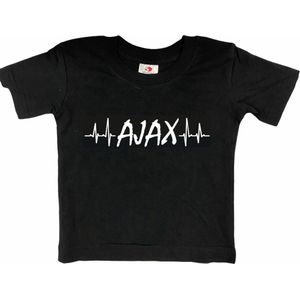Amsterdam Kinder t-shirt | AJAX hartslag | Verjaardagkado | verjaardag kado | grappig | jarig | Amsterdam | Ajax | cadeau | Cadeau | Zwart/wit | Maat 158/164