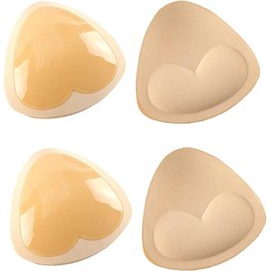 Set van 2 push-up inzetstukken voor beha, beige foam vulling, versterkte naden, machinewasbaar