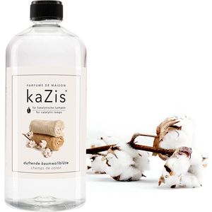 KAZIS Champs de Coton - Zacht Katoen - 1000 ml huisparfum navulling geschikt voor LampAir, Ashleigh & Burwood en Lampe Berger