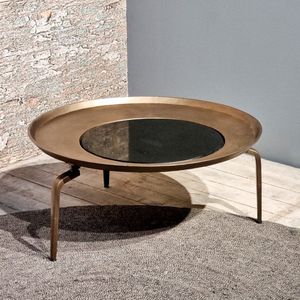 Salontafel Fenna Rond Messing & marmer 80 cm - Brass/zwart