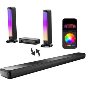 Soundbar - Soundbars voor TV en Theater - Soundbar met Subwoofer - 5.0ch - Afneembare - Met App-bediening - HDMI - ARC - OPT - AUX - Sound Bar voor Smart TV - Met RGB-verlichting - Zwart
