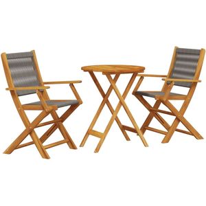 vidaXL Bistroset - Bistrosets - Loungeset - Tuinset - 3-delige Bistroset polypropeen en massief hout grijs