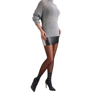 Penti Silver Glossy Stripes Panty 30 Denier - ZWART - Maat S/M