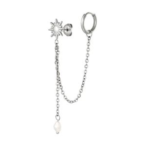 Falling stars oorbellen - Fanciy.nl - zilver - stainless steel - Nikkel vrij - waterproof - earcuff - parel - Pearls - stars - sterren