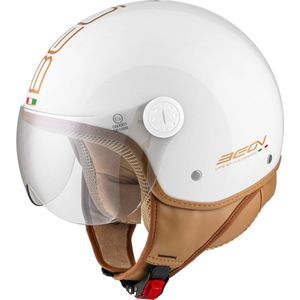 BEON Design Luxe Scooterhelm - M - Jethelm met Vizier - Motorhelm - Geschikt voor Vespa, Scooter, Brommer, Motor en Snorfiets - Wit