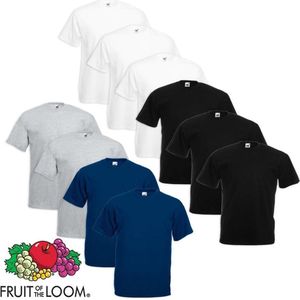 10 X Fruit of the Loom Grote maat Value Weight T-shirt multi-kleur 4XL