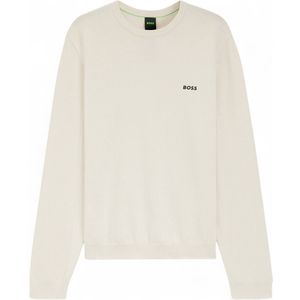 BOSS GREEN - KN Momentum-X - Gebreide Trui - Open White - Ronde Hals - Regular Fit