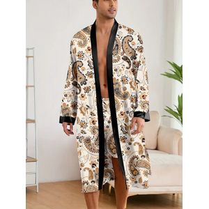 ochtendjas badjas pyjama satijn heren nachtkleding groen goedkoop huispak comfort mannen glans reverkraag knopen elastisch lange mouwen lange broek