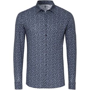 Desoto Overhemd Print Bubbles Donkerblauw (navy) - Maat M - Heren - Overhemden Casual