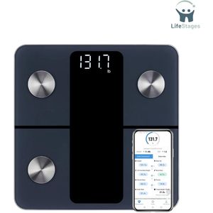 LifeStages - Digitale Weegschaal Personen - Lichaamsvetweegschaal Met App - Lichaamsanalyse Weegschaal Met Bluetooth - Lichaamsvetweegschaal Voor Mensen Met Lichaamsvet En Spiermassa - 180kg
