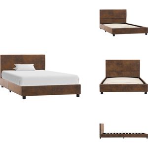 vidaXL Bedframe - Bedframes - Bed - Bedden - Bedframe kunstsuède bruin 100x200 cm