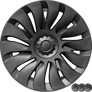 Wieldoppen geschikt voor Tesla Model Y - 19 inch - Turbine Stijl - Mat zwarte - 4 stuks
