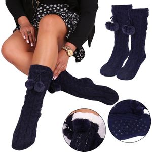 Marineblauwe dikke antislip sokken, wintersokken 37-42