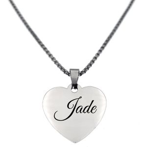 Ketting - Hart - Met Naam - Jade - Zilver