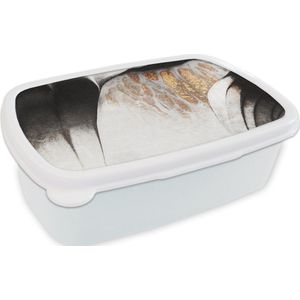 Broodtrommel Wit - Lunchbox - Brooddoos - Goud - Abstract - Design - 18x12x6 cm - Volwassenen