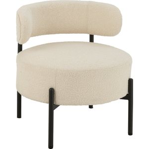 J-Line loungestoel Bouclé - multiplex/polyester - wit/zwart