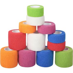 Effen scheurbaar elastisch verband - 12 rollen zelfklevend verband - 6 rollen van 2,5 cm * 4,5 m - 6 rollen van 7,5 cm * 4,5 m - zelfklevend verband - elastisch vast verband - zelfklevend - geschikt voor sport, handen, armen, voeten