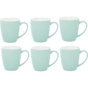 6x GreenGate Koffiemok Alice Cool mint (350 ml) - Set van 6 Stuks