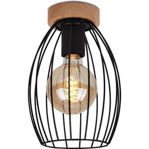 Briloner Leuchten WAKTU Vintage plafondlamp 1-lichts metaal-hout zwart 1xE27 max. 60W