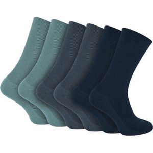 Marco Rossi 6 Paar Diabetes Sokken - 39-42 - Grijs/Antraciet/Donker Blauw - Wijde Boord - Sokken Zonder Elastiek - Non Elastische Top - Anti-Press - Medische Sokken - Medical socks - Naadloos - Dames en Heren