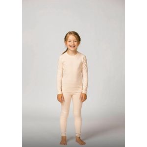 Ducksday – Thermisch Ondergoed Set Kinderen – Thermo Unisex Basislaag – Sneldrogend & Ademend – Tweedelig – T-Shirt + Broek – Maat 110/116 – Peach