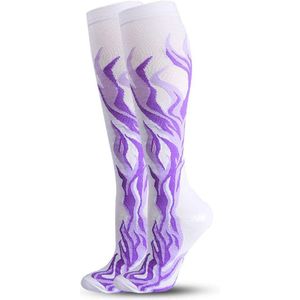 Ranvi 1 Pair of Compression Socks for Women and Men (20-30mmHg)-Best for Running, Travel, Cycling, Pregnant, Nurse, Edema, White Purple(L/XL