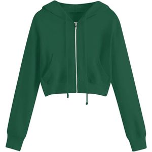 Trendy Dames Hoodies met Rits en Lange Mouwen - Bijgesneden Sweatshirts 2023