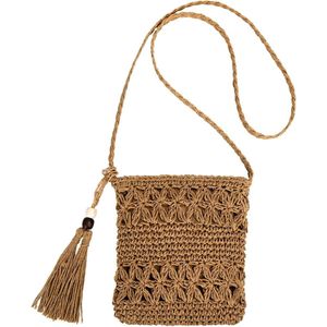 Vintage Strandtas Met Kwastjes Crossbody Tas Voor Damesreizen - Bruin Strand Strotas - 27*21*2 cm
