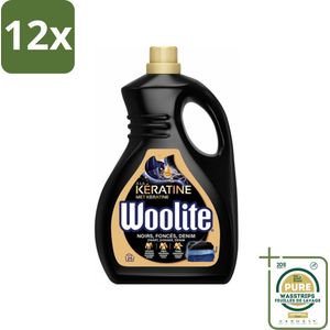 Woolite Wasmiddel Black met Keratine 25 wasbeurten 1,5 liter - Voordeelverpakking - 12 stuks - Kleurbescherming - Wasmiddel met keratine