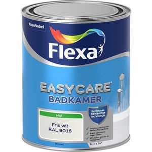 Flexa Easycare Muurverf - Badkamer - Mat - Mengkleur - Fris wit / RAL 9016 - 1 liter