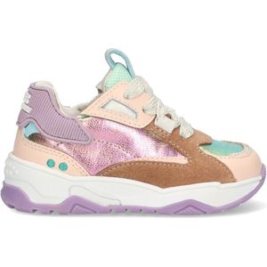 BunniesJR 224375-570 Meisjes Lage Sneakers - Multicolor/Roze/Mint - Leer - Veters