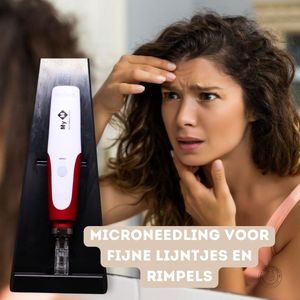 Dermasyis Elektrische MyM - Wit/Rood - Dermapen + 4 cartridges 12 naaldjes + 2 x cartridge 36 naaldjes + 1 x Nano naaldjes (rondom de ogen) - Microneedling