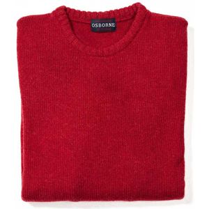 Osborne Knitwear Trui met vervilte ronde hals - Lamswol - Poppy Melange - M