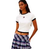 Tommy Jeans Dw0dw22575 T-shirt Met Korte Mouwen Wit XS Vrouw
