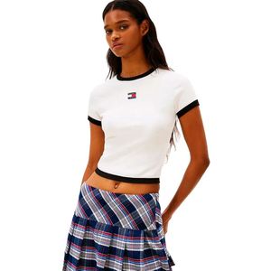 Tommy Jeans Dw0dw22575 T-shirt Met Korte Mouwen Wit XS Vrouw