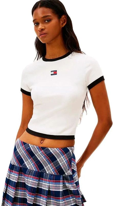 Tommy Jeans Dw0dw22575 T-shirt Met Korte Mouwen Wit XS Vrouw